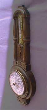 Klass.scheepvaart Banjo Baro-/thermometer,noten,37.5 cm,zgan - 4