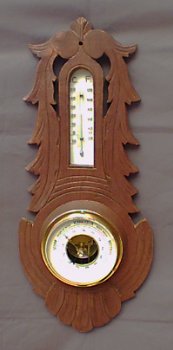 Jugendstil baro-/kwikthermometer, 1910, snijw,hout,gst,47 cm - 0