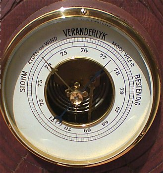 Jugendstil baro-/kwikthermometer, 1910, snijw,hout,gst,47 cm - 1