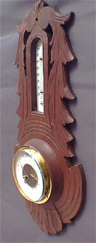 Jugendstil baro-/kwikthermometer, 1910, snijw,hout,gst,47 cm - 3