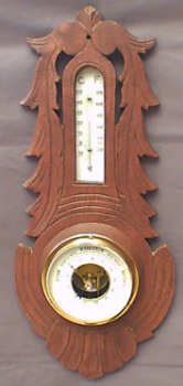 Jugendstil baro-/kwikthermometer, 1910, snijw,hout,gst,47 cm - 6