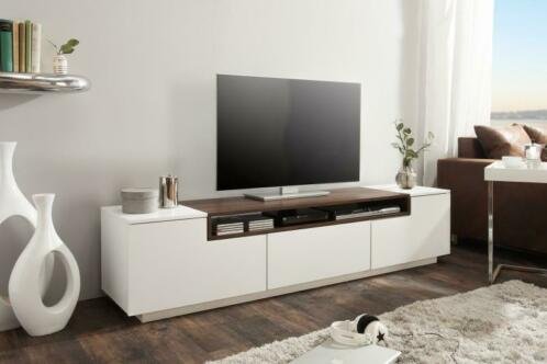 TV-Meubel laag San Diego 180cm wit Walnut-hout (SHOWMODEL) - 0