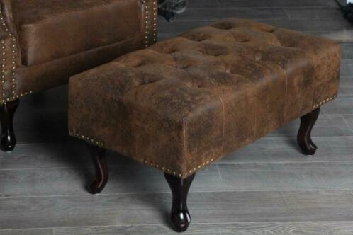 Hocker Chesterfield vintage bruin - 0