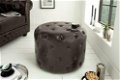 Poef Chesterfield 60cm donkere koffie rond - 0 - Thumbnail