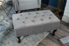 Hocker Chesterfield zilvergrijs fluweel