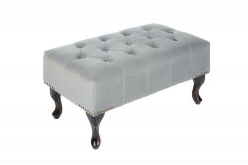 Hocker Chesterfield zilvergrijs fluweel - 5