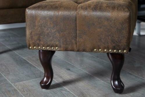 Hocker Chesterfield vintage bruin uiterlijk - 3