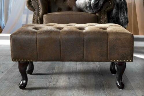 Hocker Chesterfield vintage bruin uiterlijk - 5