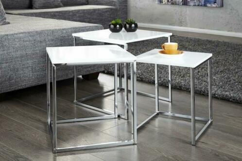 Salontafel Elementen set van 3 wit - 3