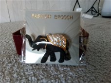Fashion  Broch  zwarte  olifant met strass