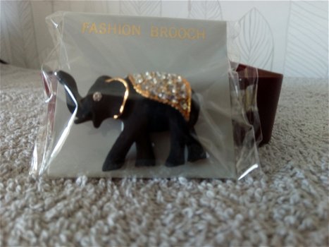Fashion Broch zwarte olifant met strass - 1