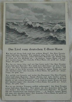 Postkaart Liederen / Postkarte, Das Lied vom deutschen U-Boot-Mann, Kaartnummer 91, jaren'40. - 1