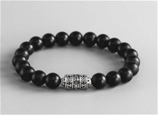 Tibetaanse armband van zwarte Onyx met gebedsmolen