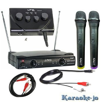 Complete karaoke mixer set met 2 draadloze UHF microfoons - 2