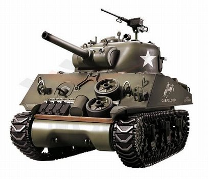 RC tank M4A3 Sherman 105mm Howitzer 1:16 met schietfunctie - 0