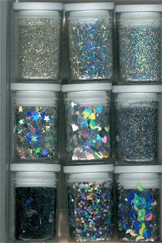 Glitter Set - 9 potjes Zilver assorti 12194-9402 - 0