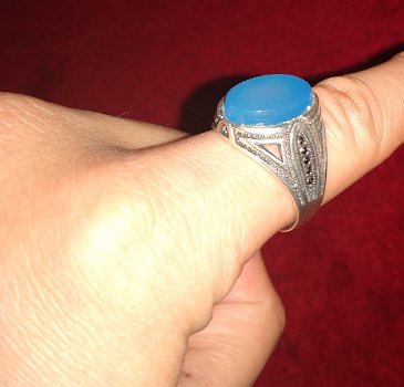 Handgesmeden Zilveren Ring met Kwarts uit Iran - 1