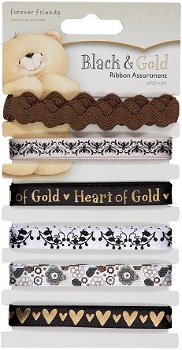 Forever Friends Ribbon (6x1mtr) - Black&Gold FFS 367100 - 0