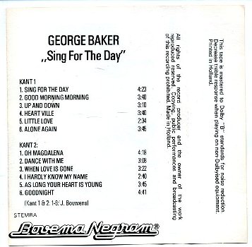 George Baker Sing For The Day 12 nrs cassette 1979 ZGAN - 2