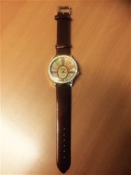 Horloge met bruin/brons bandje - 1