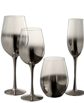 Stijlvolle Glazen Zilver Transparant - Champagne Glazen & Wijnglazen – 12 stuks - 0