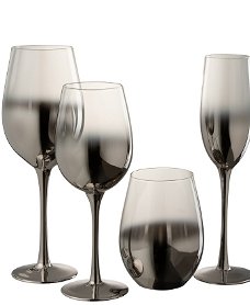 Stijlvolle Glazen Zilver Transparant - Champagne Glazen & Wijnglazen – 12 stuks