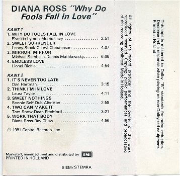 Diana Ross Why Do Fools Fall In Love cassette 1981 als NIEUW - 2