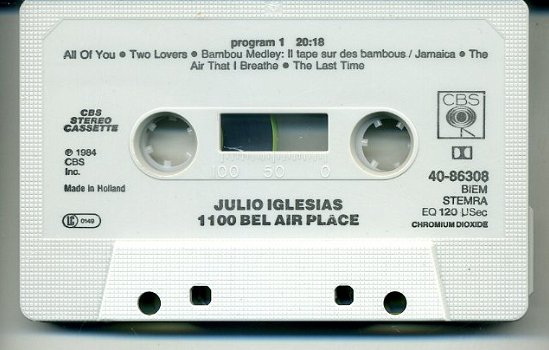 Julio Iglesias 1100 Bel Air Place 10 nrs cassette 1984 ZGAN - 5