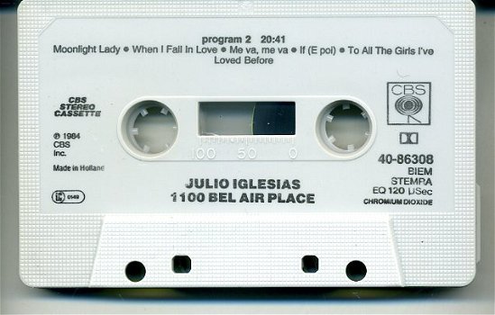 Julio Iglesias 1100 Bel Air Place 10 nrs cassette 1984 ZGAN - 6