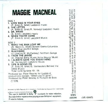 Maggie MacNeal Maggie MacNeal 9 nrs cassette 1976 ZGAN - 2