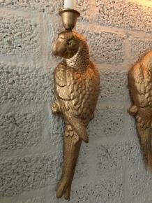 Set gietijzeren papegaaien gold-kleur als wand kandelaars - Afbeelding 3