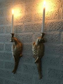 Set gietijzeren papegaaien gold-kleur als wand kandelaars - Afbeelding 8