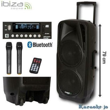 IBIZA PORT225VHF-BT Mobiel geluidsysteem met 2 vhf microfoon - 0