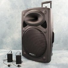 IBIZA SOUND PORT12VHF-BT MOBILE SPEAKER MET 2 DRAADLOZE OPSTEEK MICROFOONS