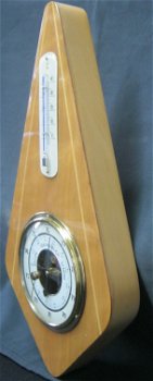 Vintage baro-/thermom,hooggl.kersenh.montuur,jr'60,28 cm.gst - 4