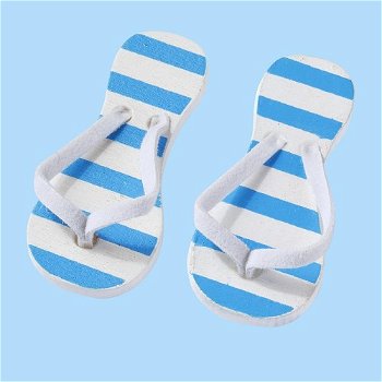 Badslippers, blauw-wit met strepen, ca. 3 cm - 0