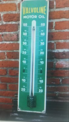 Valvoline oil  emaille reclamebord thermometer olie bord