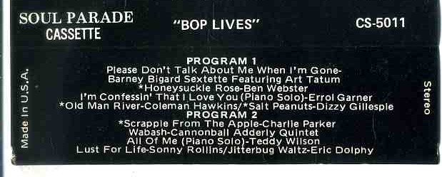 Bop Lives Diverse artiesten Jazz 10 nrs cassette 1977 ZGAN - 2