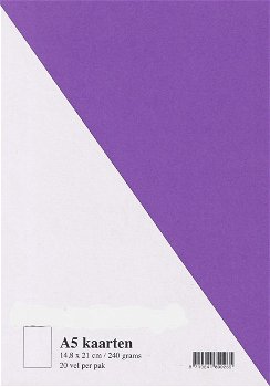 A5 Kaarten Karton 14,8x21cm. 20 vel per pak - Violet - 0