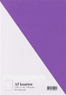 A5 Kaarten Karton 14,8x21cm. 20 vel per pak - Violet