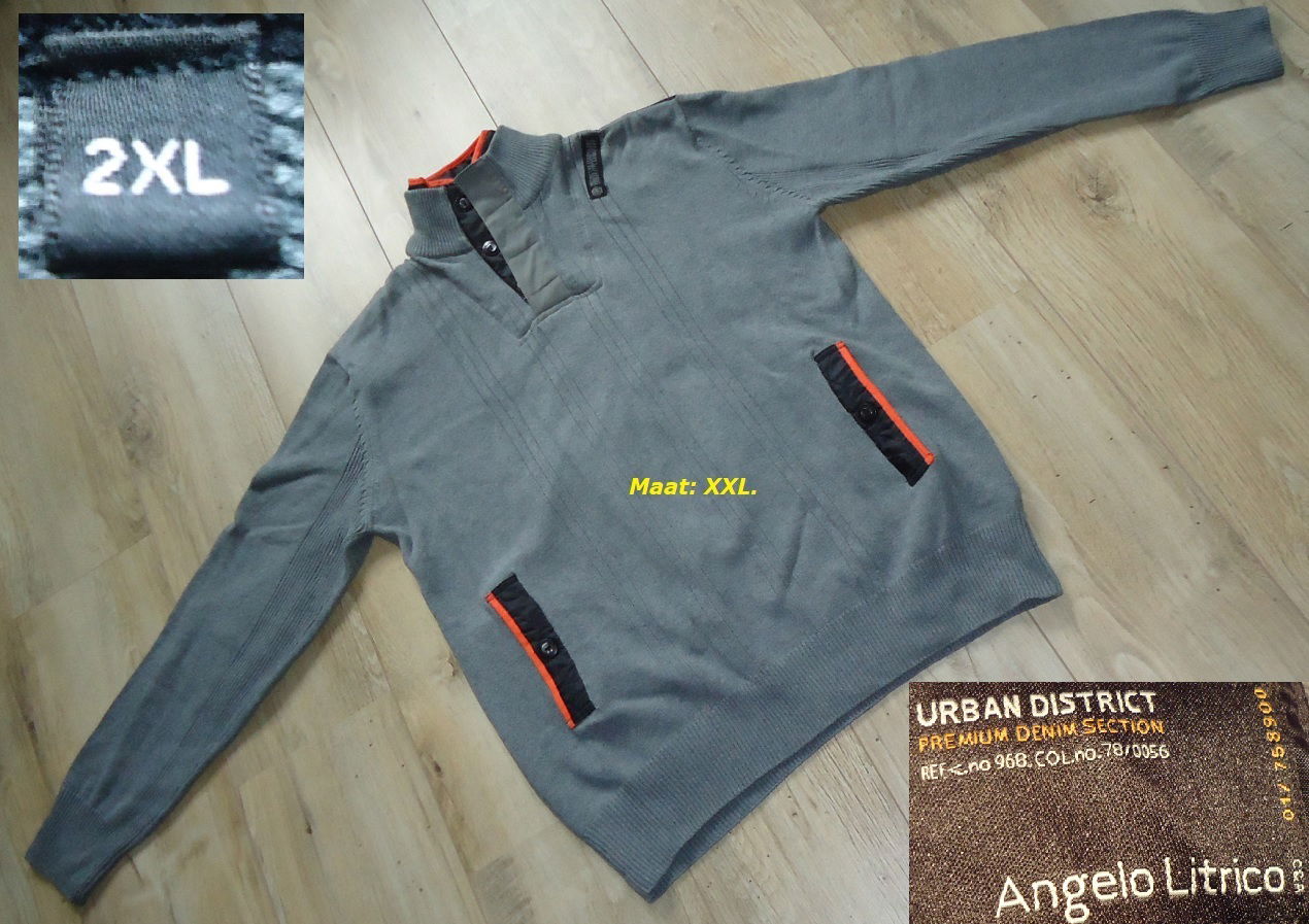 Te koop grijze trui met knoop- en ritssluiting (maat: XXL). - nr. 1
