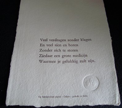 gedicht op handgeschept papier - 0