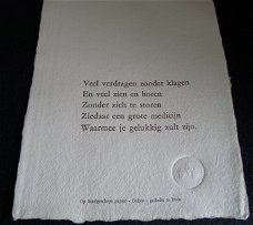 gedicht op handgeschept papier