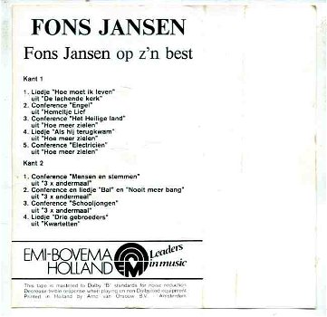 Fons Jansen op z’n best 9 nrs cassette 1977 ZGAN - 2