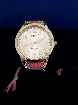 Armbandhorloge gevlochten goudkleurig uurwerk - 0