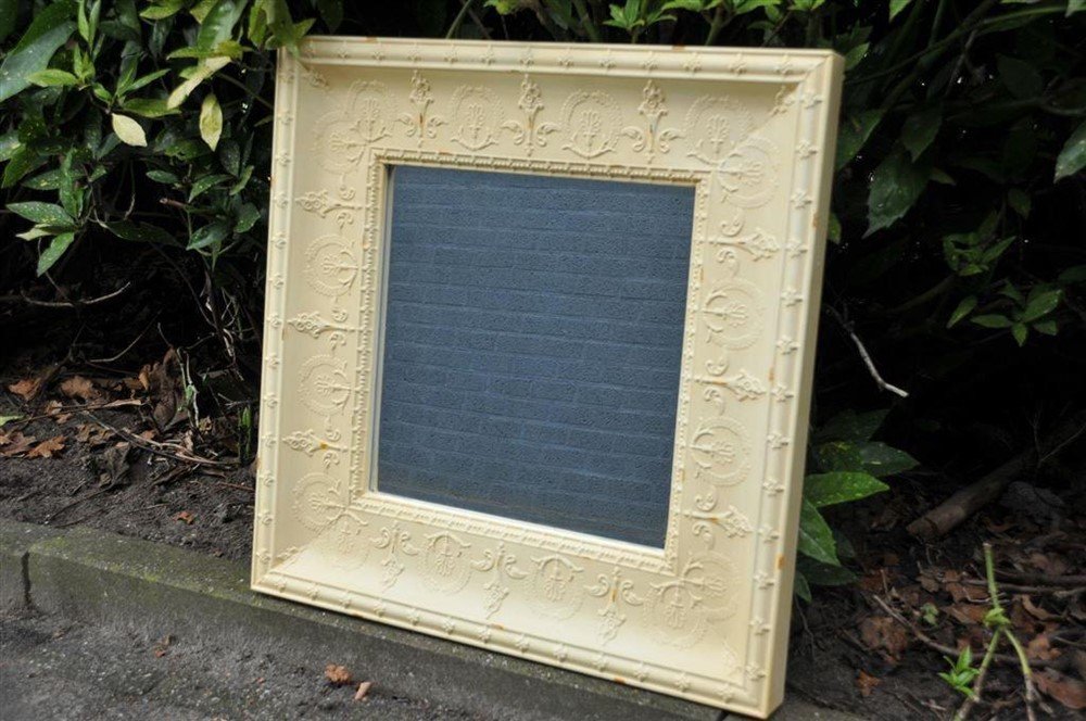 Grote forse spiegel in old-white-rust metalen frame, - Afbeelding 4