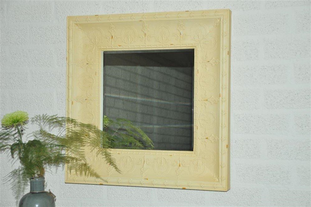 Grote forse spiegel in old-white-rust metalen frame, - Afbeelding 5