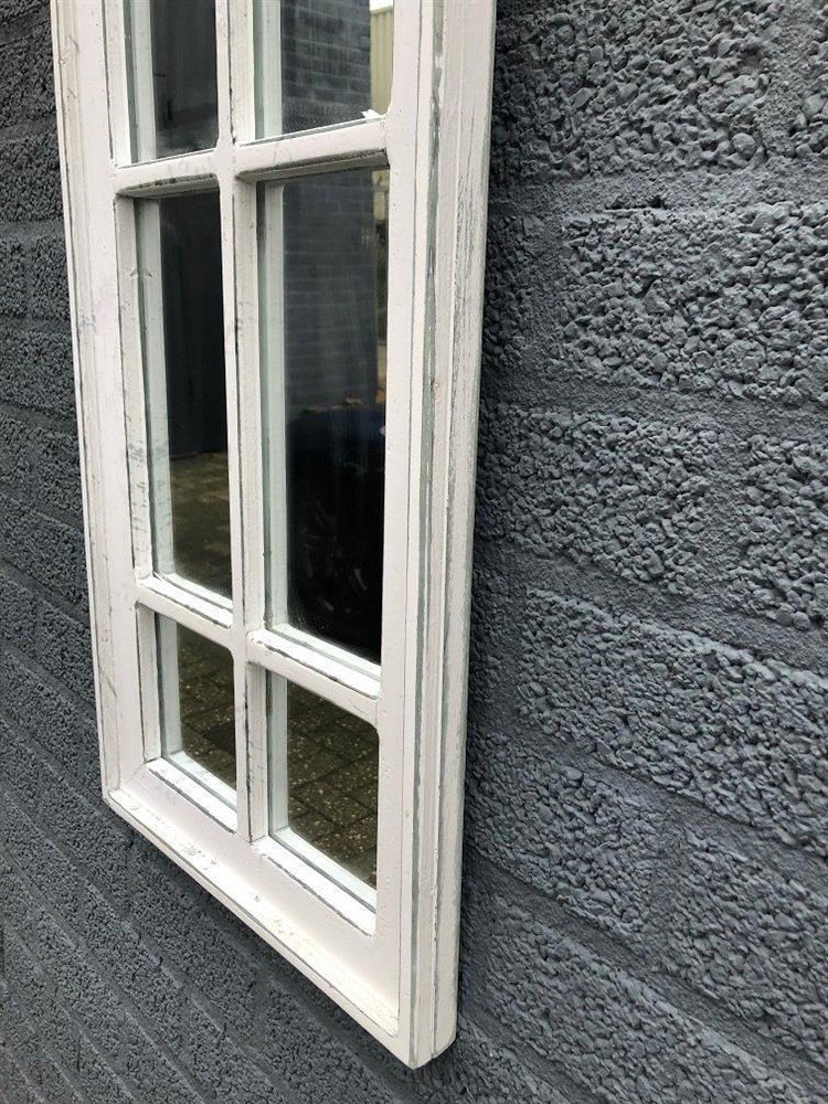 Grote tuin- kerk raam spiegel, houten frame white - Afbeelding 5