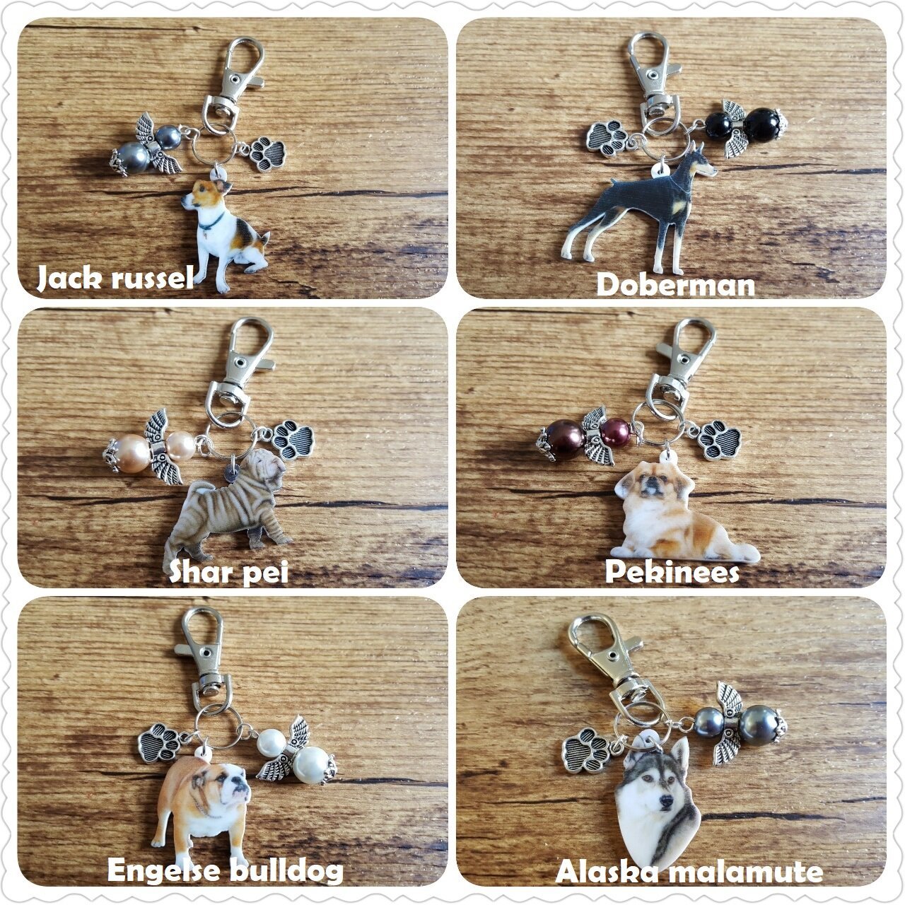 Sleutelhanger Basset met beschermengeltje bruin NIEUW - Afbeelding 5