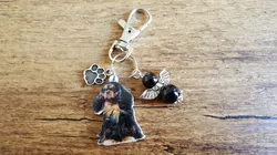 Sleutelhanger Black & tan king charles spaniel met geluksengeltje zwart NIEUW
